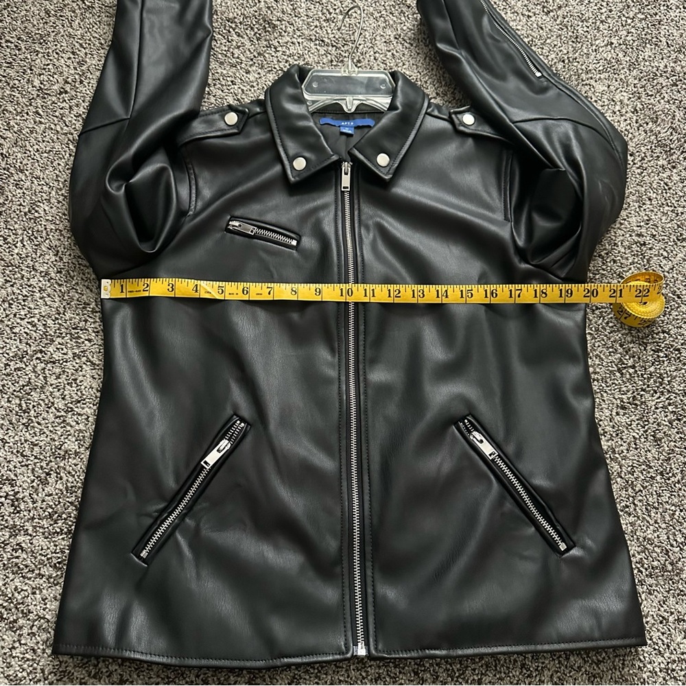 Apt. 9 Black Faux Leather Moto Jacket with Zip Details - Picture 6 of 12